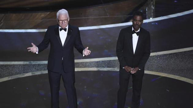 Steve Martin, left, and Chris Rock speak at the Oscars. (Chris Pizzello/Invision/AP) Steve Martin, left, and Chris Rock speak at the Oscars. (Chris Pizzello/Invision/AP)