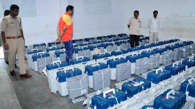 Picture shows multiple EVM machines securely kept (representational image).(HT File Photo) Picture shows multiple EVM machines securely kept (representational image).(HT File Photo)