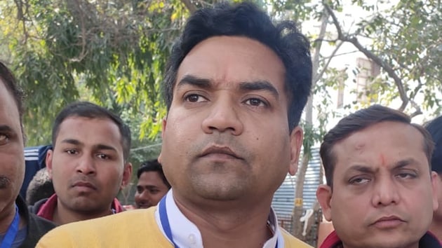 BJP’s Kapil Mishra after conceding defeat to Akhilesh Pati Tripathi of the AAP. (Shiv Sunny/HT Photo) BJP’s Kapil Mishra after conceding defeat to Akhilesh Pati Tripathi of the AAP. (Shiv Sunny/HT Photo)