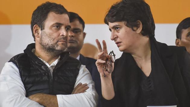 Congress Leaders Rahul Gandhi and Priyanka Gandhi during an election campaign rally ahead of the State Assembly polls, at Hauz Qazi Chowk in New Delhi, Wednesday, Feb. 5, 2020.(PTI file photo)