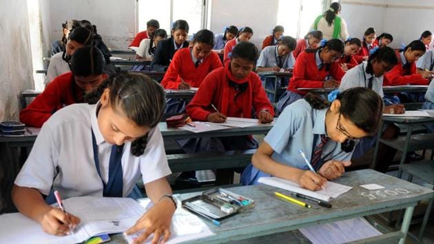 Ranchi, India - Feb. 20, 2019:: (FILE PHOTO) Students appearing in the matriculation examination conducted by Jharkhand Academic Council at St Margaret school centre in Ranchi(Diwakar Prasad/ Hindustan Times)
