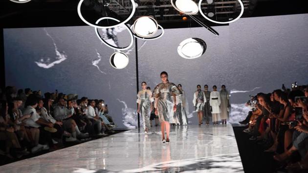 Models walk the ramp showcasing the creations of students of Inter National Institute of Fashion Design West Delhi (INIFD). (IANS) Models walk the ramp showcasing the creations of students of Inter National Institute of Fashion Design West Delhi (INIFD). (IANS)