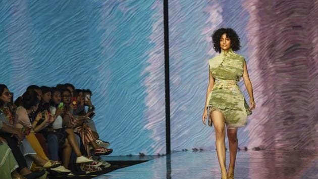 Models walks on a ramp for designer Abhishek during Lakme Fashion Week Summer/Resort 2020 in Mumbai. (PTI) Models walks on a ramp for designer Abhishek during Lakme Fashion Week Summer/Resort 2020 in Mumbai. (PTI)