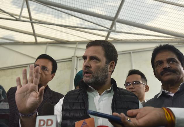 Congress MP Rahul Gandhi speaks to the media at Parliament House in New Delhi. (Sonu Mehta/HT PHOTO) Congress MP Rahul Gandhi speaks to the media at Parliament House in New Delhi. (Sonu Mehta/HT PHOTO)