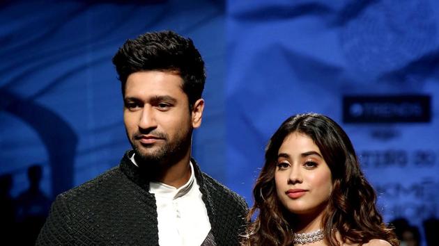Bollywood actors Vicky Kaushal and Janhvi Kapoor showcase the creation of multiple designers to celebrate 20 Years of Lakme Fashion Week during the inaugural show of the Lakme Fashion Week (LFW). (ANI) Bollywood actors Vicky Kaushal and Janhvi Kapoor showcase the creation of multiple designers to celebrate 20 Years of Lakme Fashion Week during the inaugural show of the Lakme Fashion Week (LFW). (ANI)