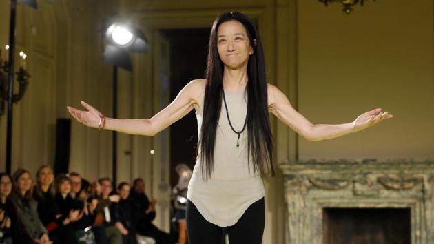 Designer Vera Wang acknowledges audience applause after her collection was modelled during Fashion Week in New York. (AP)