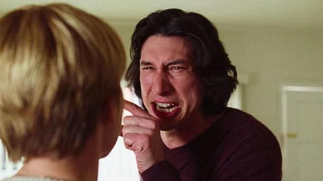 Adam Driver and Scarlett Johansson in a still from Marriage Story.