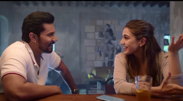 Randeep Hooda and Sara Ali Khan in a still from Love Aaj Kal.