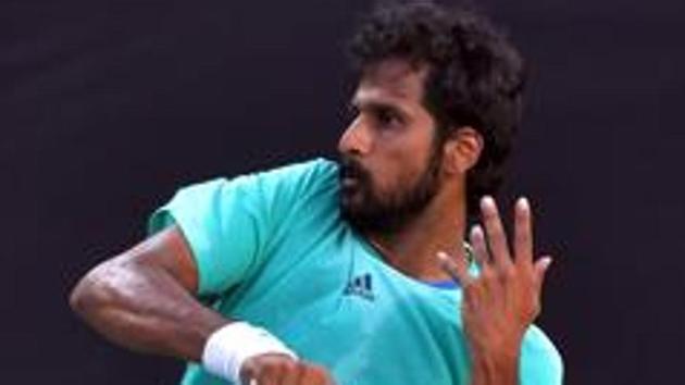 Saketh Myneni ( IND) in action.(File Photo)