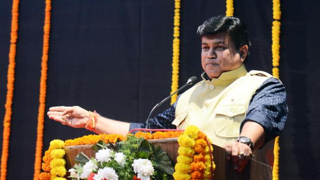 Uday Samant speaking at an event in Pune on Tuesday. (Shankar Narayan/HT PHOTO) Uday Samant speaking at an event in Pune on Tuesday. (Shankar Narayan/HT PHOTO)