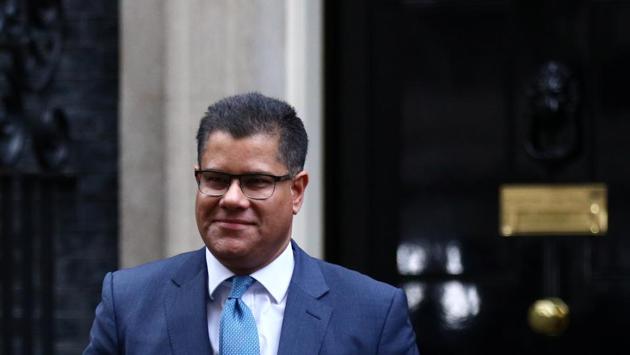 Newly appointed Britain's Secretary of State for Business, Energy and Industrial Strategy Alok Sharma leaves Downing Street 10 in London.(REUTERS)
