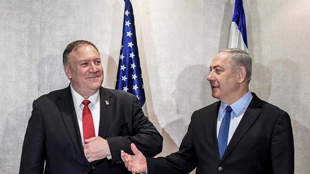 The United States Secretary of State Mike Pompeo meets Israeli Prime Minister Benjamin Netanyahu in Lisbon. (REUTERS) The United States Secretary of State Mike Pompeo meets Israeli Prime Minister Benjamin Netanyahu in Lisbon. (REUTERS)