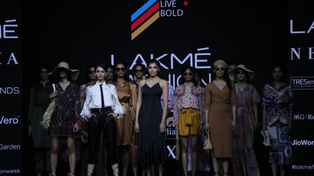Actor Rakul Preet Singh showcases the creation of Ajio on Day 2 of the Lakme Fashion Week Summer/Resort 2020. (IANS)