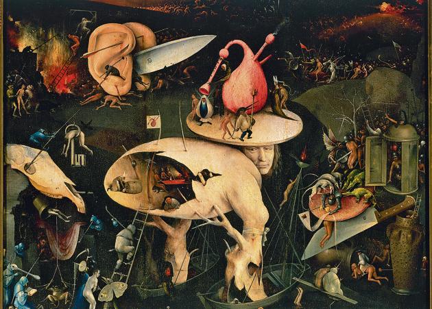 Carrying hell within you: The right panel from The Garden of Earthly Delights by Dutch painter Hieronymus Bosch (c.1450-1516).