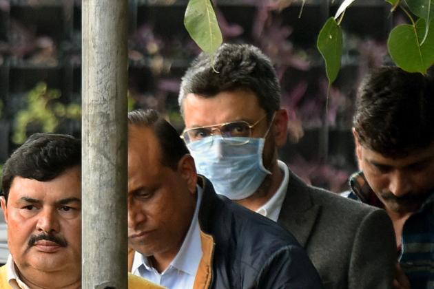 New Delhi, India - Feb. 13, 2020: Sanjeev Chawla is seen in police custody after he was extradited from London and brought to New Delhi for his involvement in a match-fixing racket, in New Delhi, India, on Thursday, February 13, 2020. (Photo by Amal KS / Hindustan Times)(Amal KS/HT PHOTO)