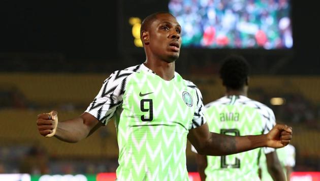 Nigeria's Odion Ighalo celebrates scoring their first goal.(REUTERS)