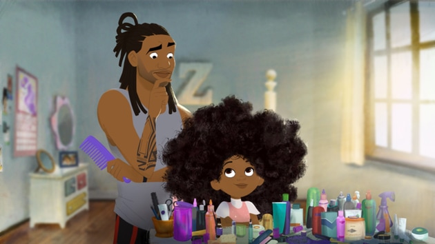 A quick, cute tale of a black father’s struggle to style his daughter’s curly hair, Hair Love was made by American footballer-turned-filmmaker, Matthew Cherry.(Sony Pictures Animation)