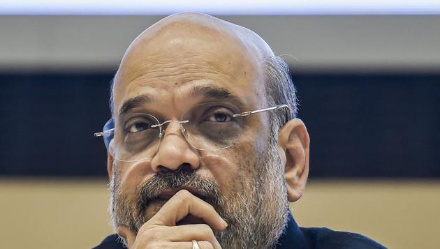 Union Home Minister Amit Shah in New Delhi on Friday.(PTI PHOTO.)