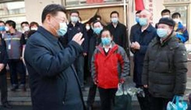 Chinese President Xi Jinping inspects the novel coronavirus prevention and control work at Anhuali Community in Beijing, China(REUTERS)