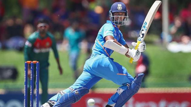 Potchefstroom: In this photo sourced from ICC, Yashasvi Jaiswal of India edges the ball towards the boundary during the ICC U19 Cricket World Cup Super League Final match between India and Bangladesh at JB Marks Oval, in Potchefstroom, South Africa, Sunday, Feb. 9, 2020. (PTI Photo)(PTI2_9_2020_000087B)(PTI)