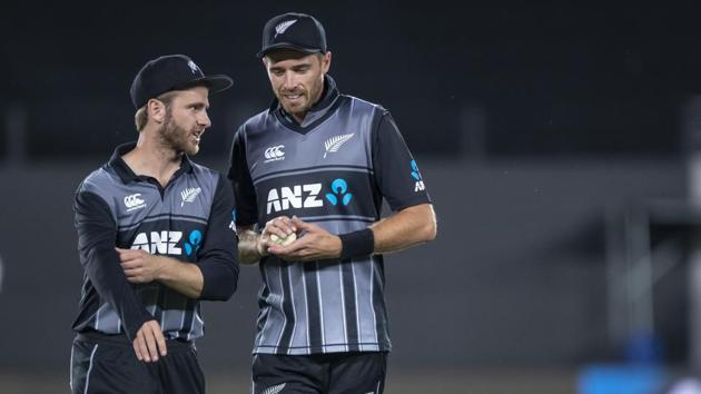 Kane Williamson, left, and Tim Southee during the Twenty/20 cricket international between India and New Zealand in Auckland. (AP) Kane Williamson, left, and Tim Southee during the Twenty/20 cricket international between India and New Zealand in Auckland. (AP)