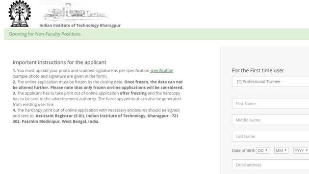 IIT Kharagpur Recruitment 2020. (Screengrab) IIT Kharagpur Recruitment 2020. (Screengrab)