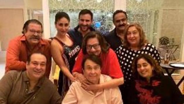 The Kapoor family poses together for Randhir Kapoor’s birthday.