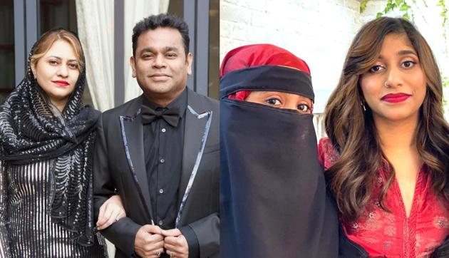 AR Rahman’s wife Saira and daughters Khatija and Raheema.