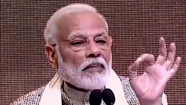 Prime Minister Narendra Modi addresses during the launch event of ‘Kashi Ek Roop Anek’ in Varanasi on Sunday. (ANI Photo) Prime Minister Narendra Modi addresses during the launch event of ‘Kashi Ek Roop Anek’ in Varanasi on Sunday. (ANI Photo)