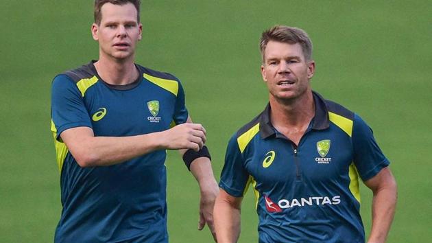 Australian cricketer Steve Smith along with David Warner during a practice session. (PTI) Australian cricketer Steve Smith along with David Warner during a practice session. (PTI)