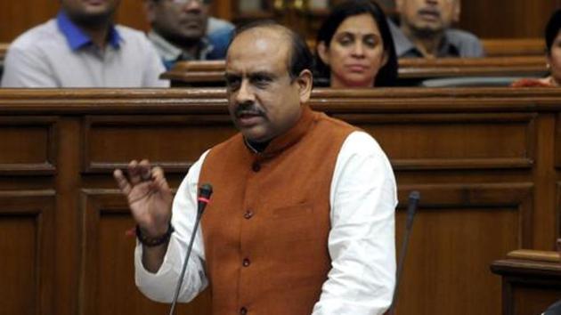 According to BJP functionaries, Vijender Gupta, an MLA-elect from Rohini, who was the leader of opposition in the previous term of the Delhi Assembly, is being considered as the most suitable candidate for the post.(Sonu Mehta/HT File Photo)