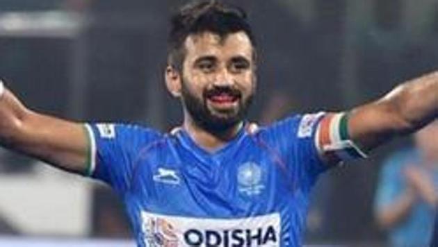 Manpreet Singh reacts at the end of match against Russia.(PTI)