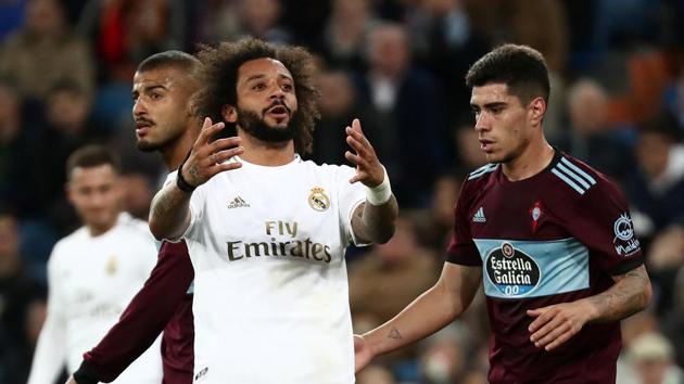 Soccer Football - La Liga Santander - Real Madrid v Celta Vigo - Santiago Bernabeu, Madrid, Spain - February 16, 2020 Real Madrid's Marcelo reacts REUTERS/Sergio Perez(REUTERS)