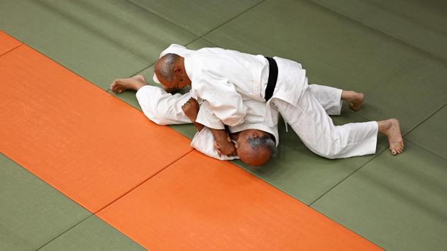 The pinnacle for any judoka is to train at the iconic “Kangeiko,” or Winter Training, 10 consecutive days of judo starting at 5:30am sharp that is not for the faint-hearted. But despite its global fame in the world of judo, the training is open to all—no matter where they come from—and anyone can train with anyone else regardless of age or standard. (Behrouz Mehri / AFP) The pinnacle for any judoka is to train at the iconic “Kangeiko,” or Winter Training, 10 consecutive days of judo starting at 5:30am sharp that is not for the faint-hearted. But despite its global fame in the world of judo, the training is open to all—no matter where they come from—and anyone can train with anyone else regardless of age or standard. (Behrouz Mehri / AFP)