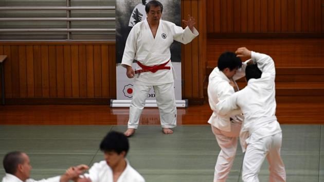 Head coach at the Kodokan, Motonari Sameshima, 70, said many foreigners are overcome with emotion when they step onto the tatami for the first time, bowing to the statue of the sport’s founder Jigoro Kano, before they do so. “One French woman even cried at the entrance. She said ‘Finally, I have got here after saving up. She stood there at the entrance weeping. I myself became emotional watching her. That’s what this place does.” (Behrouz Mehri / AFP) Head coach at the Kodokan, Motonari Sameshima, 70, said many foreigners are overcome with emotion when they step onto the tatami for the first time, bowing to the statue of the sport’s founder Jigoro Kano, before they do so. “One French woman even cried at the entrance. She said ‘Finally, I have got here after saving up. She stood there at the entrance weeping. I myself became emotional watching her. That’s what this place does.” (Behrouz Mehri / AFP)