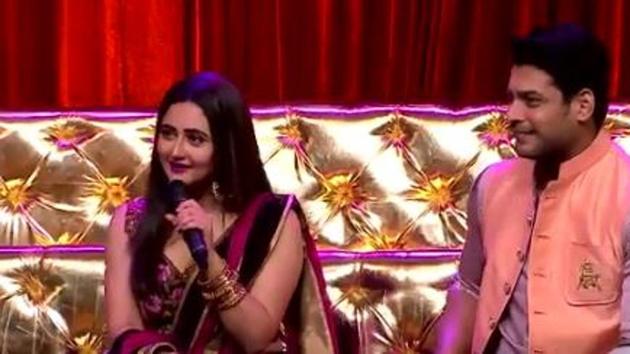 Rashami Desai and Sidharth Shukla on the sets of Mujhse Shaadi Karoge where Paras Chhabra and Shehnaaz Gill will find partners. Rashami Desai and Sidharth Shukla on the sets of Mujhse Shaadi Karoge where Paras Chhabra and Shehnaaz Gill will find partners.
