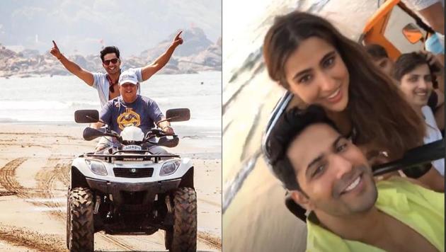 Varun Dhawan, Sara Ali Khan and David Dhawan having fun on sets of Coolie No 1.