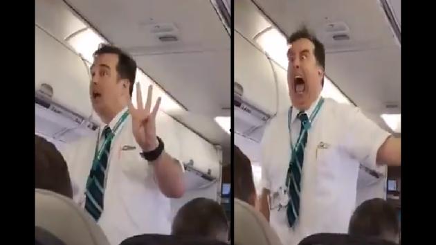 The flight attendant’s safety instructions has people rolling on the floor laughing. (Facebook) The flight attendant’s safety instructions has people rolling on the floor laughing. (Facebook)