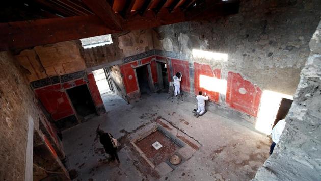Vivid frescoes and never before seen inscriptions were among treasures unearthed in a massive years-long restoration of the world-famous archaeological site that came to a close Tuesday. New discoveries were made too, in areas not yet explored by modern-day archaeologists at the site -- frequently pillaged for jewels and artefacts over the centuries. (Ciro De Luca / REUTERS)