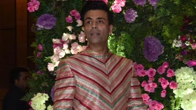 Filmmaker Karan Johar at actor Armaan Jain's wedding reception in Mumbai.(IANS)