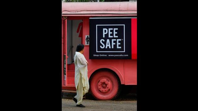 State governments have struggled to maintain public toilets, which are often poorly lit, unmanned, and reek of urine and faeces. These too are mostly used by men, with women -- fearing for their safety -- going long hours without using such facilities. Finding “clean and safe washrooms in public spaces is not easy during emergencies. We are trying to change that,” Adhav said. (Indranil Mukherjee / AFP) 