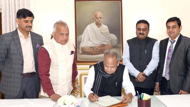 CM ashok gehlot giving final touches to the State Budget 2020-21 at CMO on Wednesday.