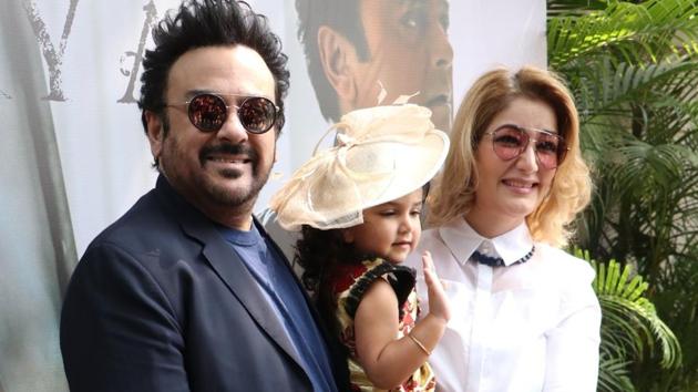 Singer Adnan Sami at the launch of his music album Tu Yaad Aya in Mumbai with wife Roya Faryabi and daughter Medina..(IANS)