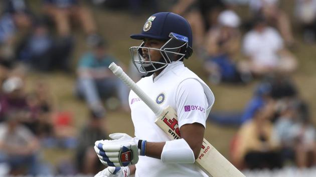 India's Prithvi Shaw, walks from the field after he was dismissed by New Zealand's Tim Southee.(AP)