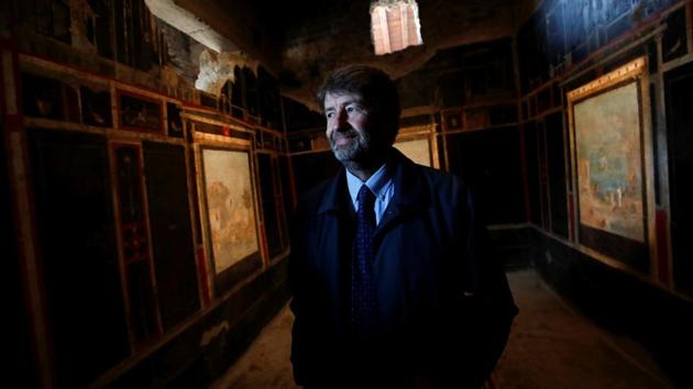 Dario Franceschini, Italian Culture Minister, looks on in one of three restored domus (ancient houses) that has reopened to the public at the archaeological site of Pompeii, Italy, February 18, 2020. REUTERS/Ciro De Luca (REUTERS)
