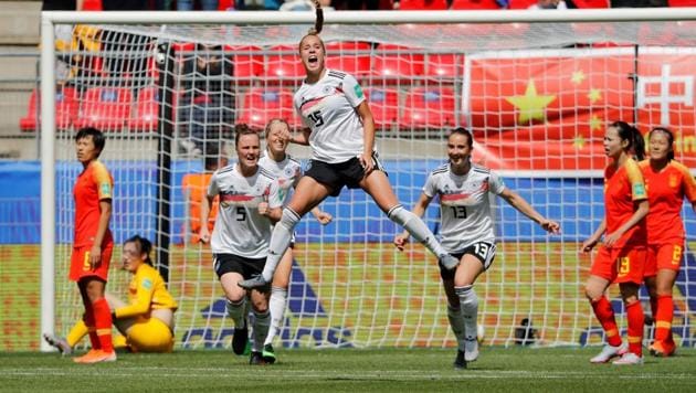 China football team in action against Germany. (REUTERS)