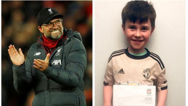 Jurgen Klopp sends reply 10-year-old Man Utd fan. (Reuters/Twitter) Jurgen Klopp sends reply 10-year-old Man Utd fan. (Reuters/Twitter)