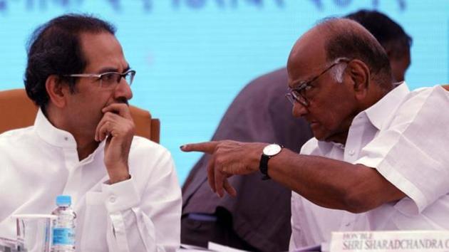 NCP chief Sharad Pawar praised Chief Minister Uddhav Thackeray and said the MVA coalition government would complete its full term of five years. (HT PHOTO.) NCP chief Sharad Pawar praised Chief Minister Uddhav Thackeray and said the MVA coalition government would complete its full term of five years. (HT PHOTO.)