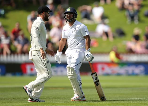India's Rishabh Pant walks off dejected after losing his wicket during the first cricket test between India and New Zealand at the Basin Reserve. (REUTERS)