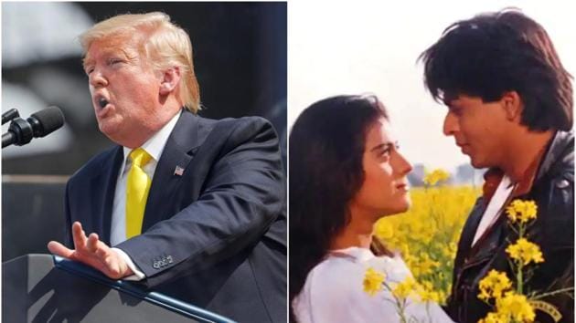 Donald Trump said in his speech that people all over the world enjoy films like Dilwale Dulhania Le Jayenge and Sholay.(Reuters/Screengrab)